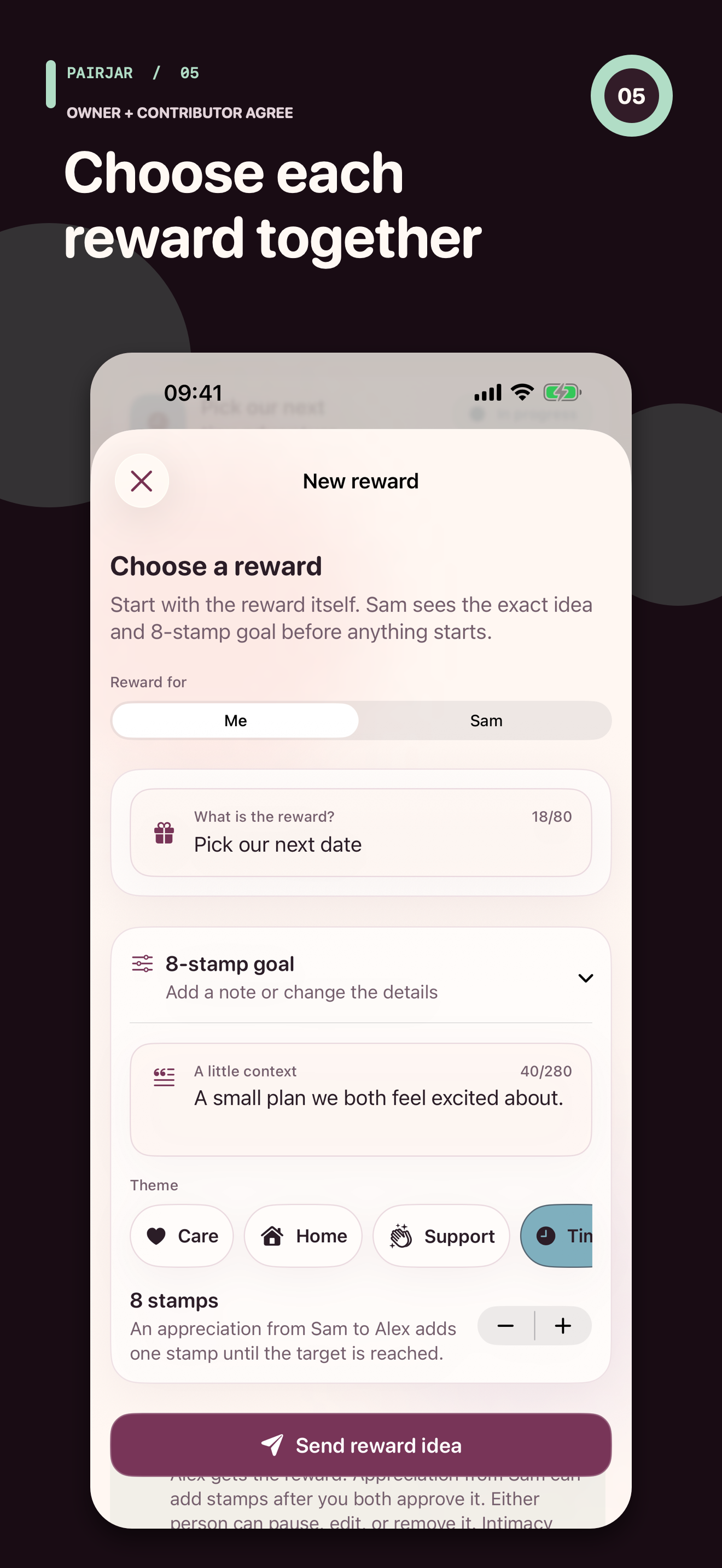 PairJar reward proposal for approval by its owner and chosen contributor